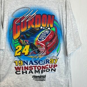 Vintage 1997 Deadstock Gray NASCAR Graphic T-Shirt Jeff Gordon Spellout